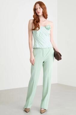 NWT Marella Max Mara Green Stripe Bustier Top US 8 Coquette Preppy Quiet Luxury